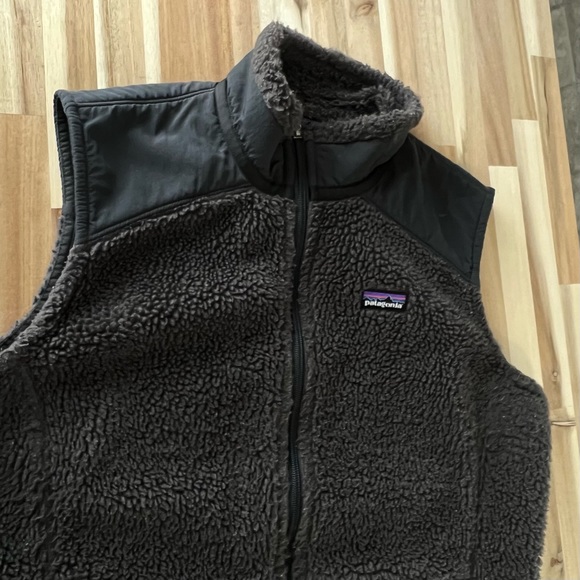 Patagonia Retro X Fleece Womens XL Dark Gray Full Zip Fuzzy Sherpa Outdoor Vest - Picture 4 of 10